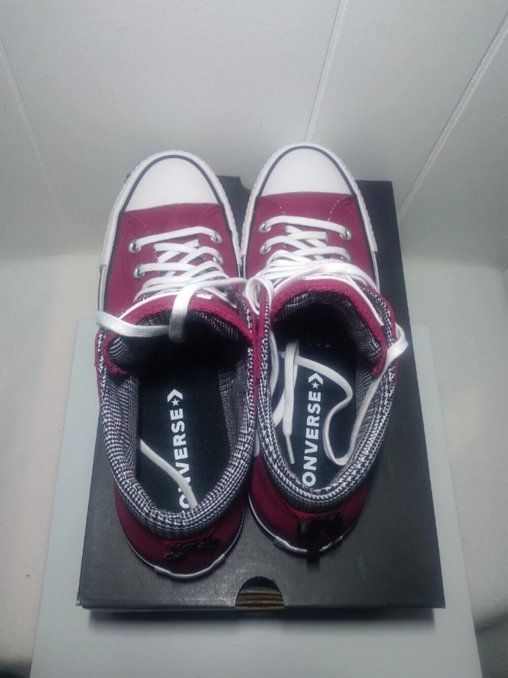 Converse Womens 9.5 CTAS Madison MID A15518F Sporty Berry Plaid Sneakers NEW - Picture 6 of 10